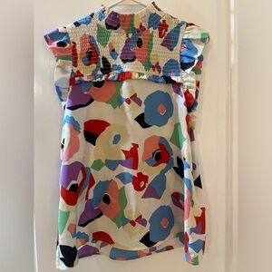THML Cream Floral Print Smocked top with Ruffle Straps